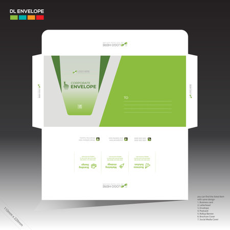 4 colored vector made envelope design for corporate and any best company useのイラスト素材