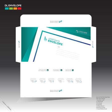 4 colored vector made envelope design for corporate and any best company useのイラスト素材