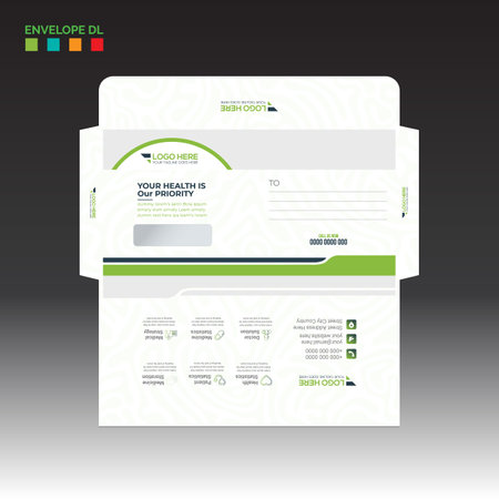 4 colored vector made envelope design for corporate and any best company useのイラスト素材