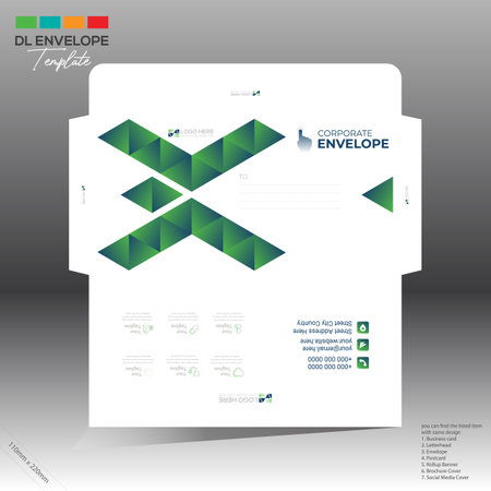4 colored vector made envelope design for corporate and any best company useのイラスト素材