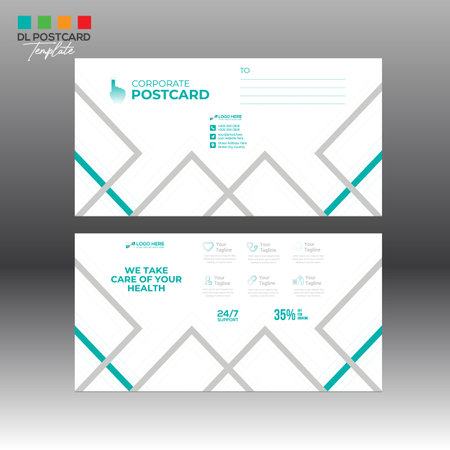 4 colored vector made Postcard Design for invitation and any useのイラスト素材