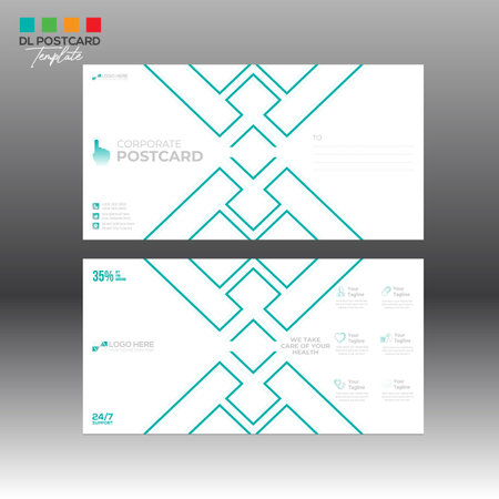 4 colored vector made Postcard Design for invitation and any useのイラスト素材