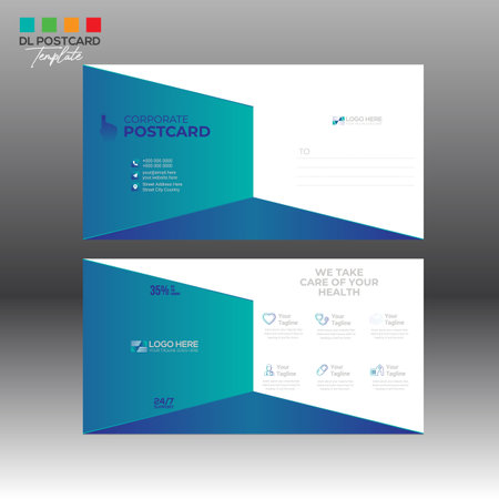 4 colored vector made Postcard Design for invitation and any useのイラスト素材