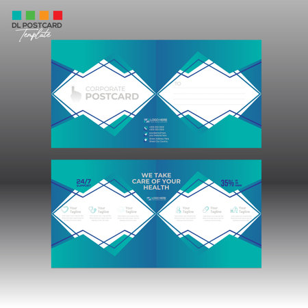 4 colored vector made Postcard Design for invitation and any useのイラスト素材