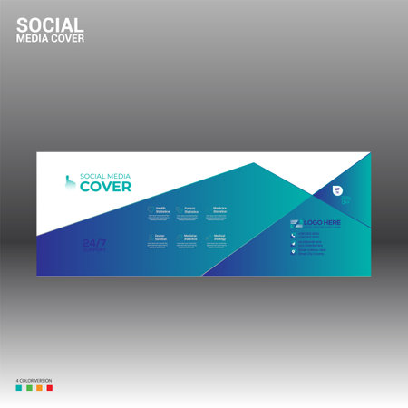 4 colored vector made social media cover banner for corporate and any best company useのイラスト素材