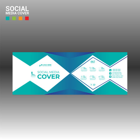 4 colored vector made social media cover banner for corporate and any best company useのイラスト素材