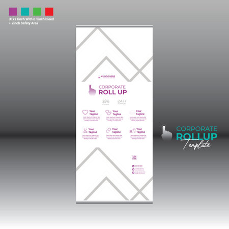4 colored vector made roll up banner design for corporate and any best company useのイラスト素材