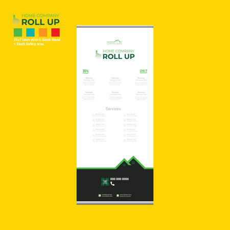 4 colored vector made roll up banner design for home and building company use