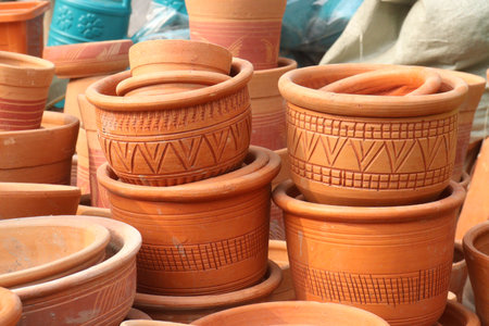 clay flower pots on shop for sell