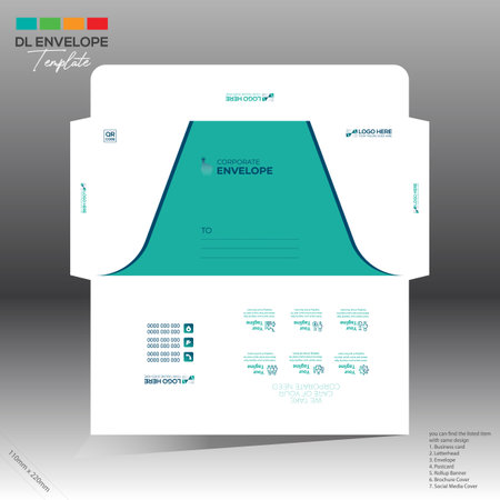 4 colored vector made envelope layout design for you and corporate and any best company useのイラスト素材