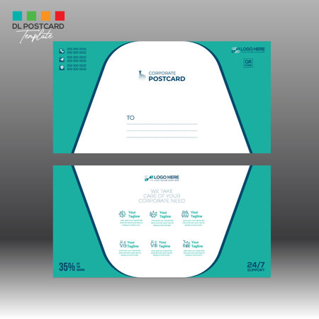 4 colored vector made Postcard layout Design for invitation and any best useのイラスト素材