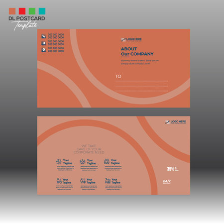 4 colored vector made Postcard layout Design for invitation and any best useのイラスト素材