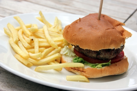  Hamburger and chips and coleslawの写真素材
