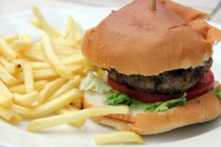  Hamburger and chips and coleslawの写真素材