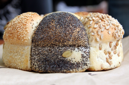 Loaf of Seeded speicality bread, different grains and seeds all in oneの写真素材
