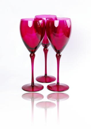 Set of tall Pink Elegant Wine Glassesの写真素材