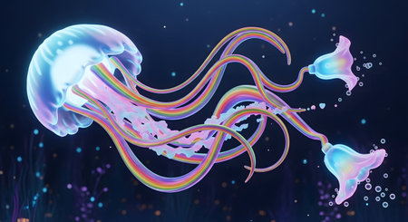 Jellyfish in the water. 3d rendering, 3d illustration.の素材