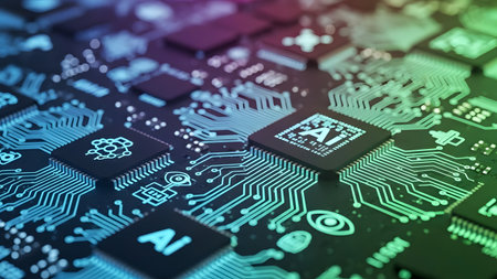 Close up of electronic circuit board. Technology concept. 3D Renderingの素材