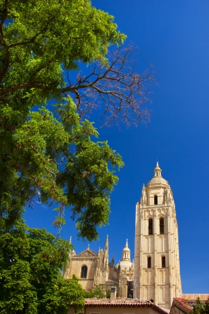 View of catholic cathedral in the center of Segoviaの写真素材