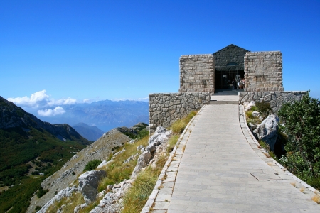 Mausoleum on the top of mountain in national park Lovcen, Montenegroの写真素材