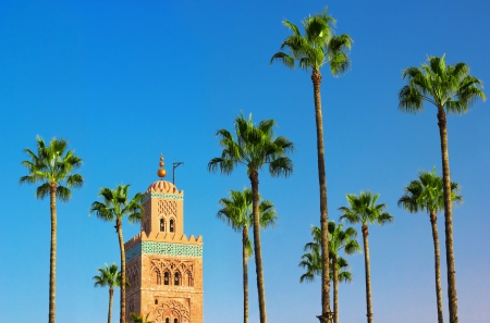 Koutoubia Mosque minaret in Marrakech, Moroccoの写真素材