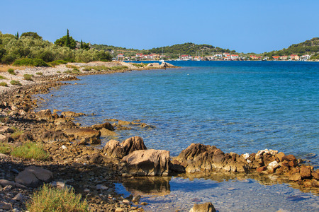 Coast of Adriatic Sea on Murter island, Croatiaの写真素材