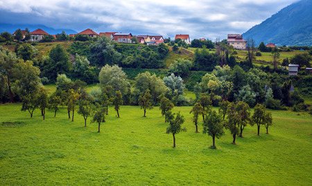 Serene view of village near Plav town in Montenegroの写真素材