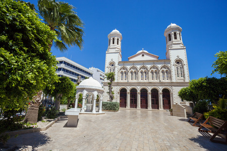 Cathedral Church in the center of Limassol, Cyprusの写真素材