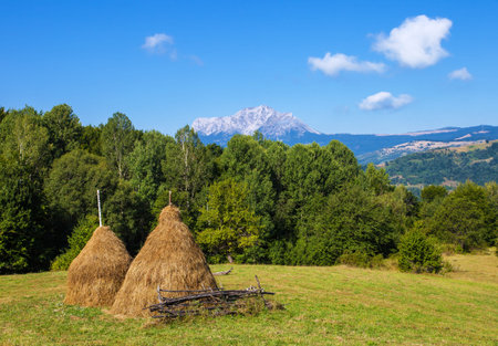 Serene landscape in mountain village