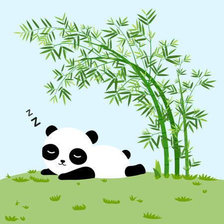 <p>cute panda sleeping, happy weekend cartoon vector illustration doodle style</p>のイラスト素材