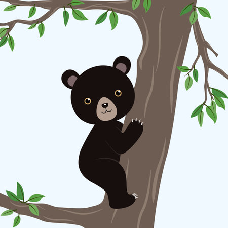 american black bear in a treeのイラスト素材