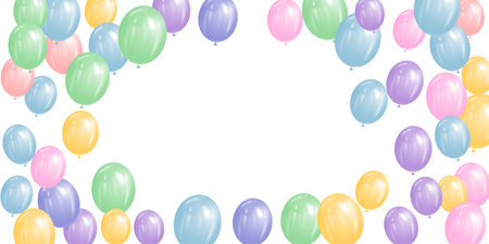 Colorful balloons frame on white background. Vector illustration for your design.のイラスト素材