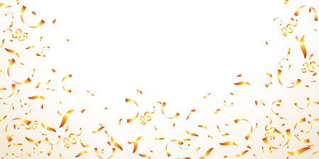 Gold confetti on a white background. Festive vector illustration.のイラスト素材
