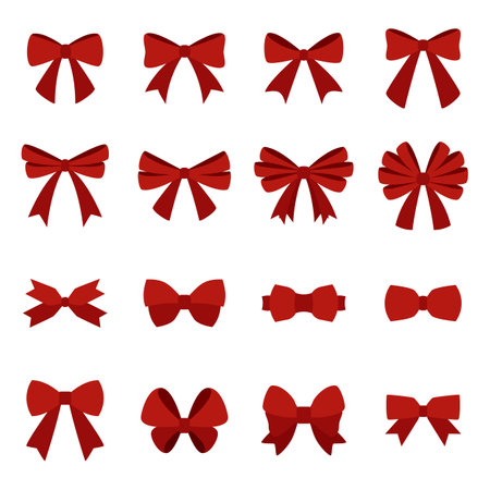 decorative red bow isolated vector illustration set on background for decoration gift partyのイラスト素材