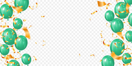 vector illustration of green balloons design for greeting cards or birthday party. spring timeのイラスト素材