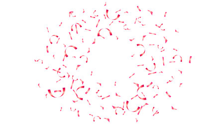 Decoration background banner with bursting round red confetti for holiday, party, birthday, valentineのイラスト素材