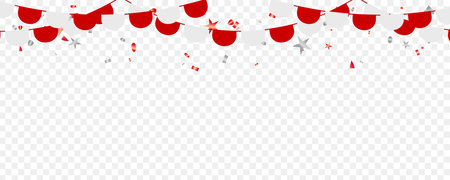 Vector illustration of the country hanging garland flag and confetti celebration. independenceのイラスト素材
