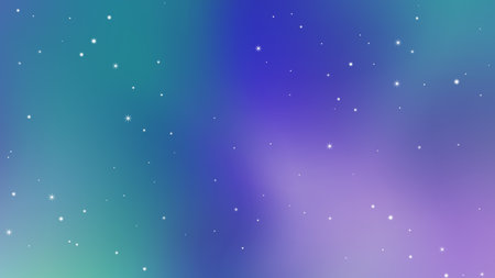Mysterious night sky starry,  purple and green color gradation mesh background, North Pole vector illustrationのイラスト素材