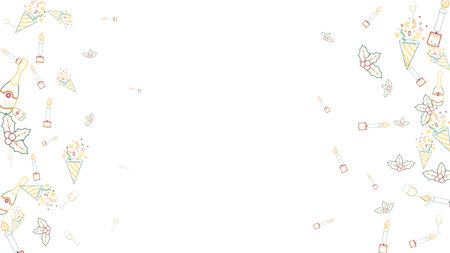 Christmas and New Year frame colorful decorations on white background with copy space for your design flatのイラスト素材