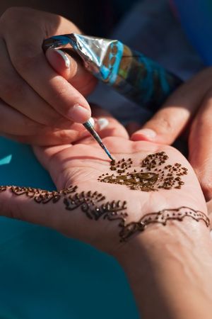 A temporary henna  applied by an artistの写真素材