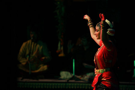 A talented dancer emotes at bharatnatyam recital event held on December 26,2016 at Sevasadan hall in...