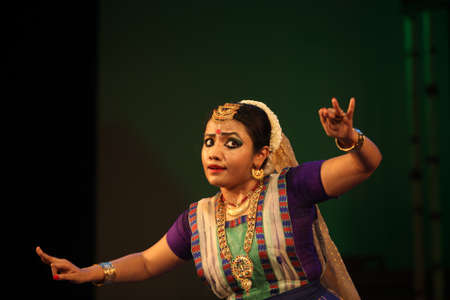 A sattriya dancer performs at event 'shisheerchanda festival' which was staged in Chowdiah Hall,Bengaluru on January 11,2020のeditorial素材