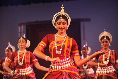 A odissi dancer performs at event 'shisheerchanda festival' which was staged in Chowdiah Hall,Bengaluru on January 11,2020のeditorial素材