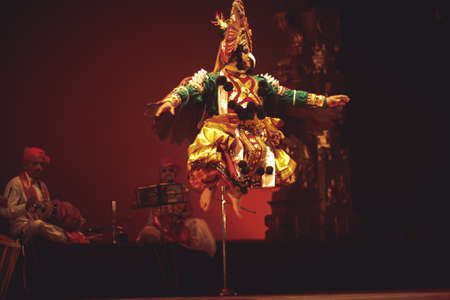 A yakshagana dancer performs at event 'Drishti festival' which was staged in Chowdiah Hall,Bengaluru on January 11,2020のeditorial素材