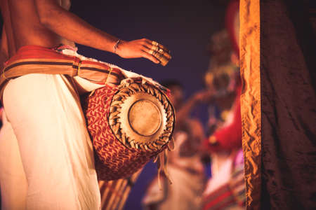 A chenda drummer performs at event 'Drishti festival' which was staged in Chowdiah Hall,Bengaluru on January 11,2020のeditorial素材