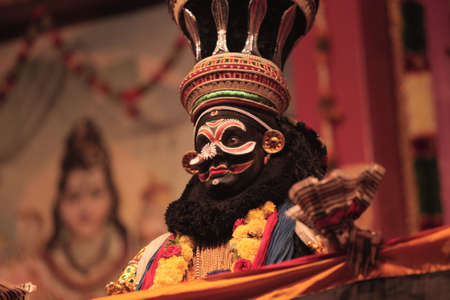 Performance of kathakali dancers on July 17,2017 in sevasadan hall in Bengaluru,Indiaのeditorial素材