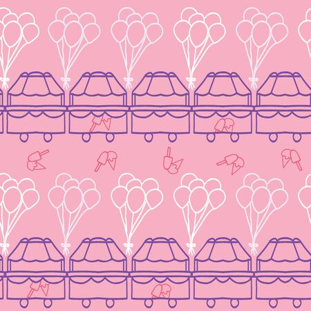 Vector pink carnival scene seamless pattern background. Suitable for fabrics, wallpapers, gift wrappers, scrapbook projectsのイラスト素材