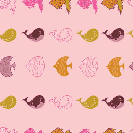 Vector peachy pretty fishes seamless pattern backgroundのイラスト素材