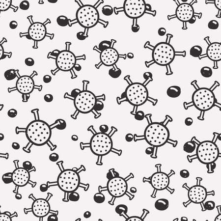 Vector black and white corona seamless pattern backgroundのイラスト素材