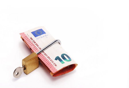 ten euros with a padlockの写真素材